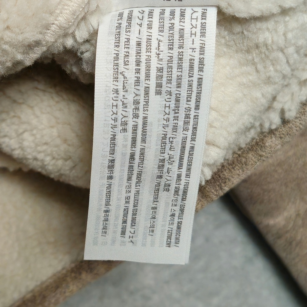 HOLLISTER Womens Sherpa Lined Faux Suede Jacket Small Tan Cozy Button Front - Picture 6 of 9